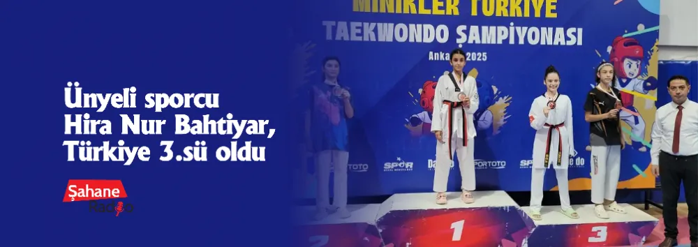 Ünyeli sporcu Hira Nur Bahtiyar, Türkiye 3.sü oldu